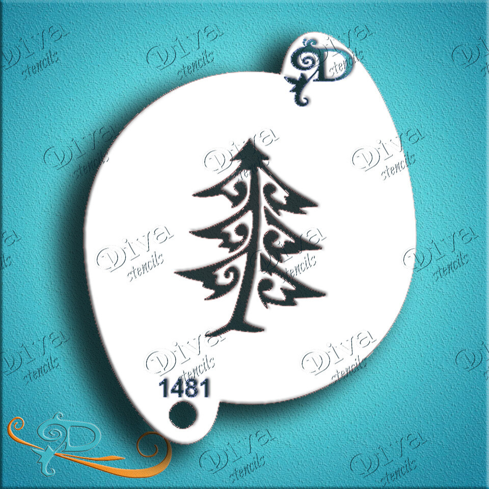 DIVA STENCILS - Small - 1481 - Funky Fun Christmas tree - GRIMAGES.COM