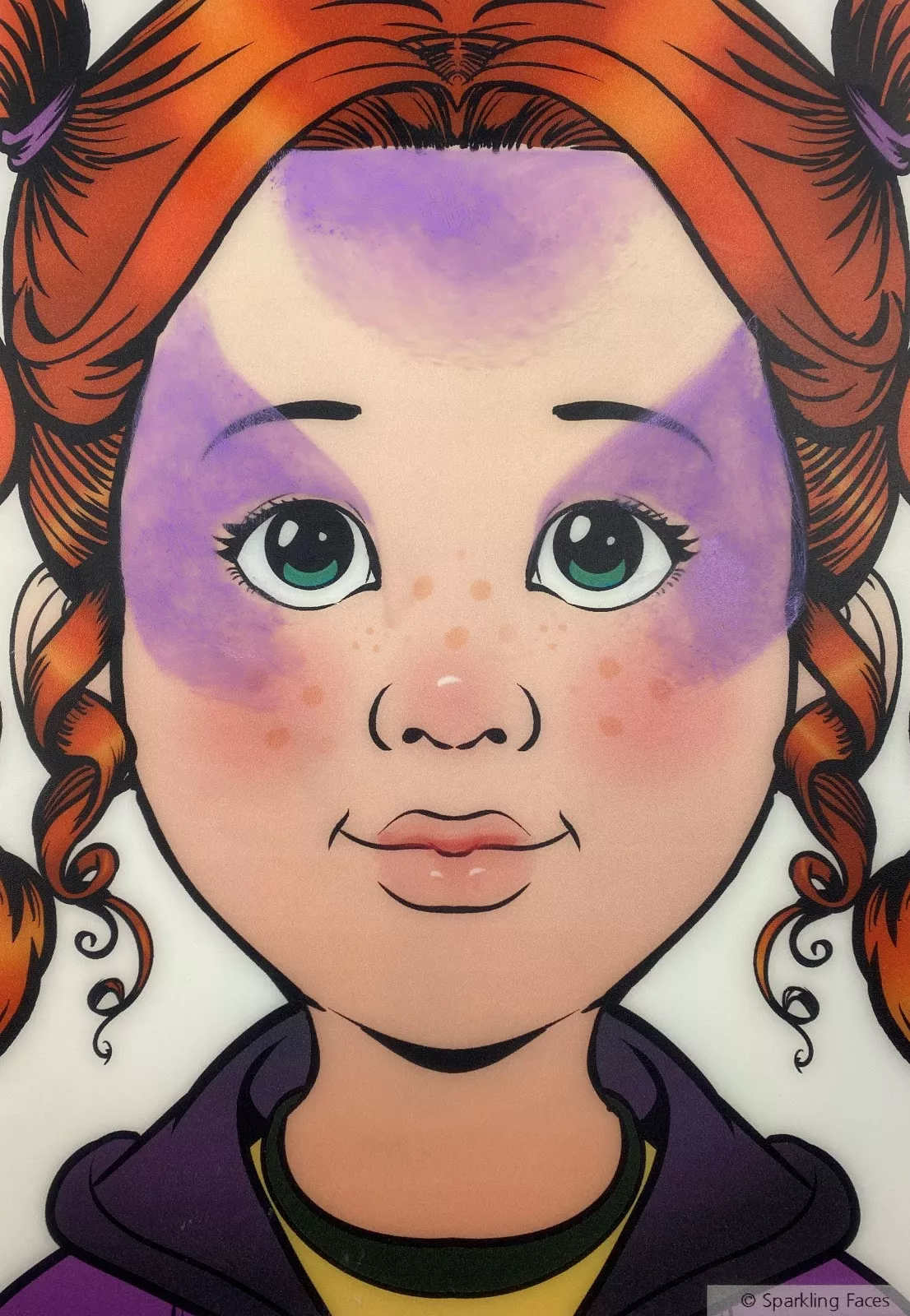 Easy witch Halloween makeup, step 1: purple base color