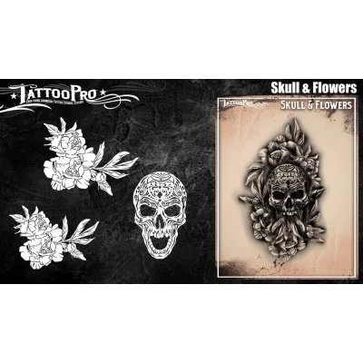TATTOO PRO - Skull & Flowers